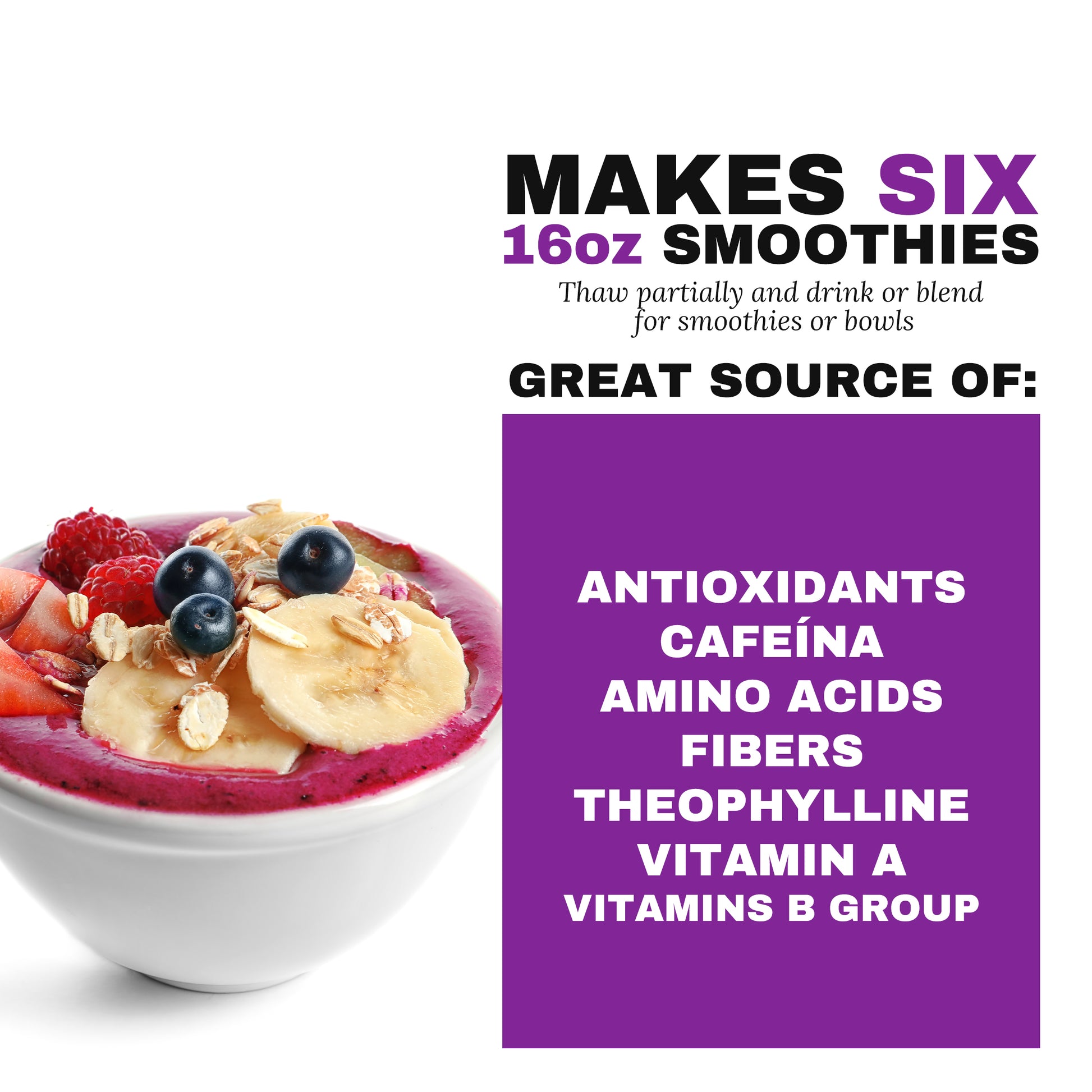 antioxidante, cafeina, aminoacidos, fibra y mucho mas.
